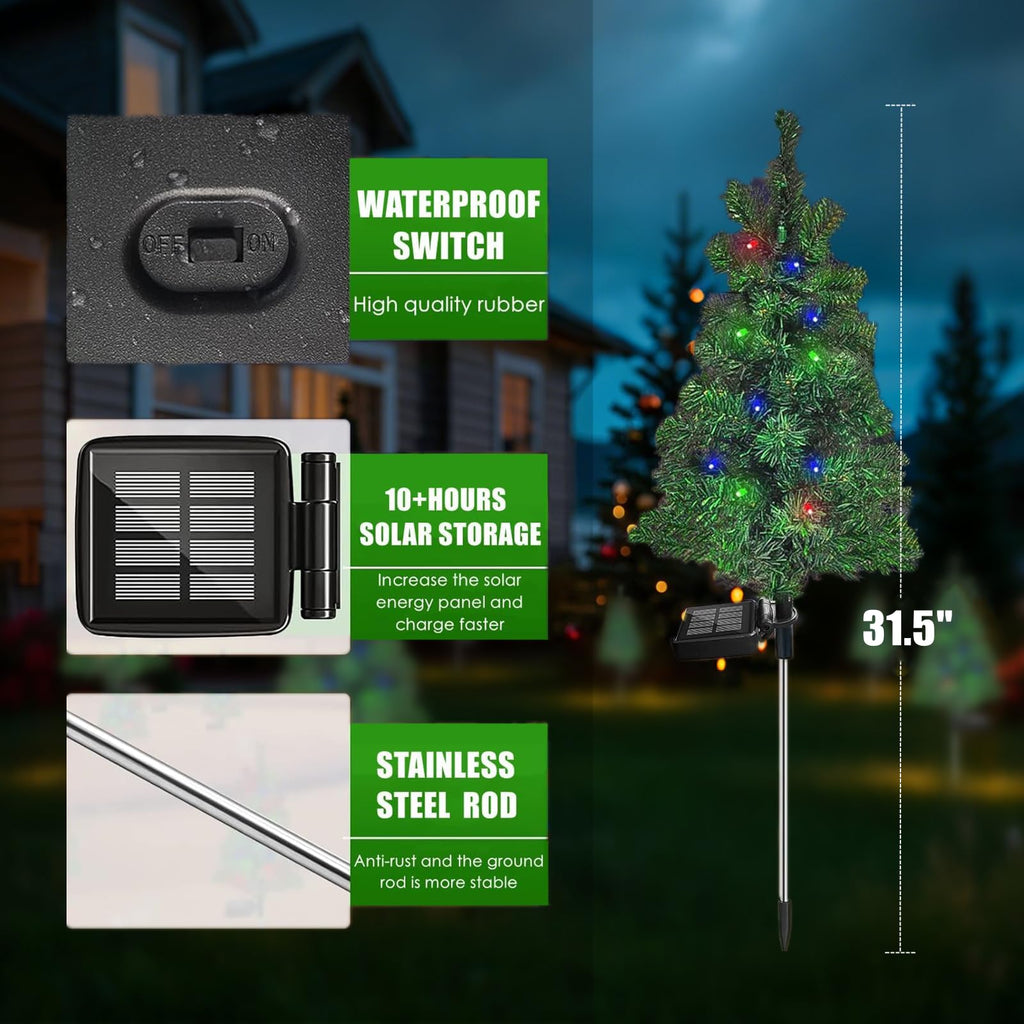 Solar Christmas Tree Garden Stake Lights Outdoor Waterproof M601