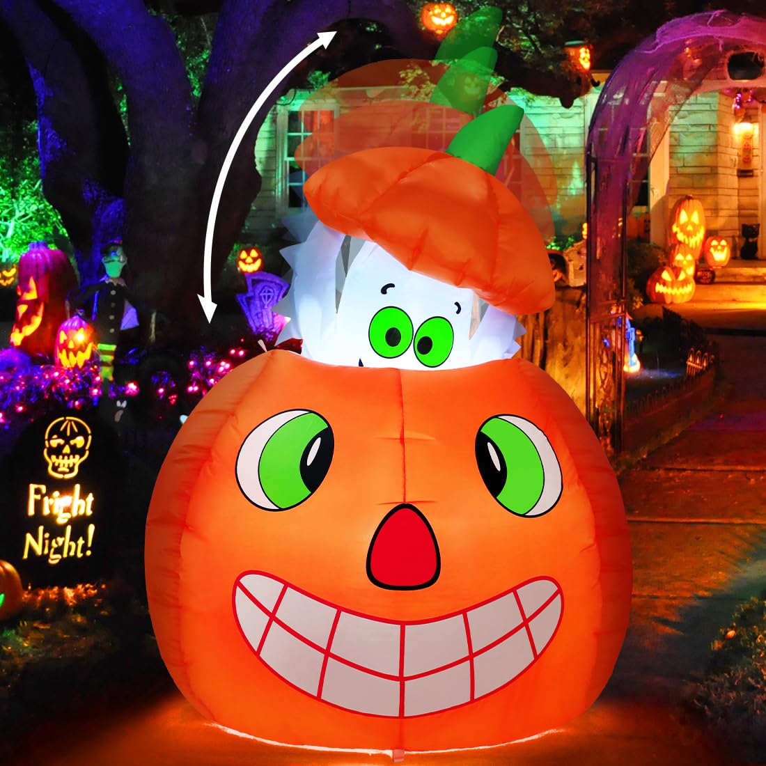 5 FT Animated Pumpkin Ghost Inflatable Outdoor Decoration R808366