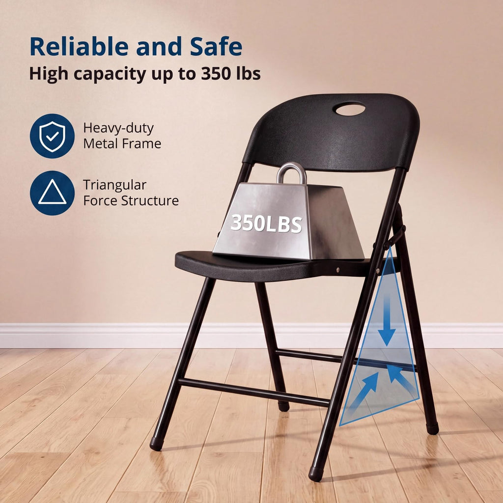 Black Plastic Folding Chairs 10 Pack H11324