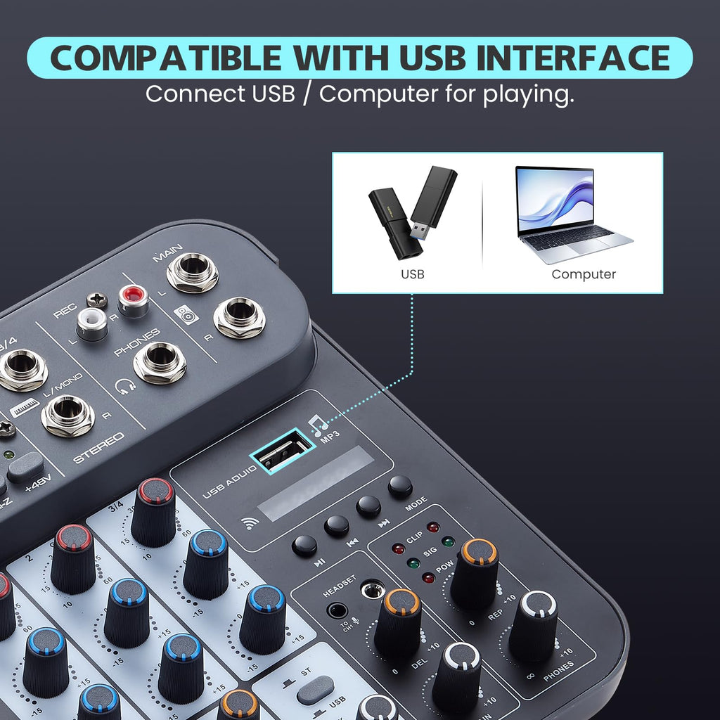 4 Channel DJ Audio Mixer with XLR 1/4" Interface Y47586
