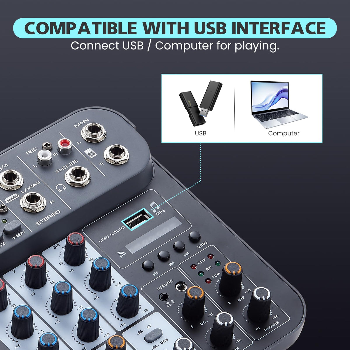 4 Channel DJ Audio Mixer with XLR 1/4" Interface Y47586