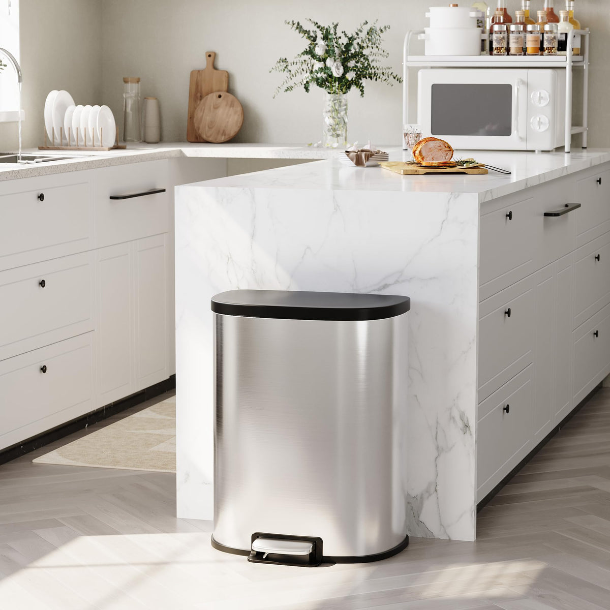 50L Stainless Steel Step-On Trash Can M767207