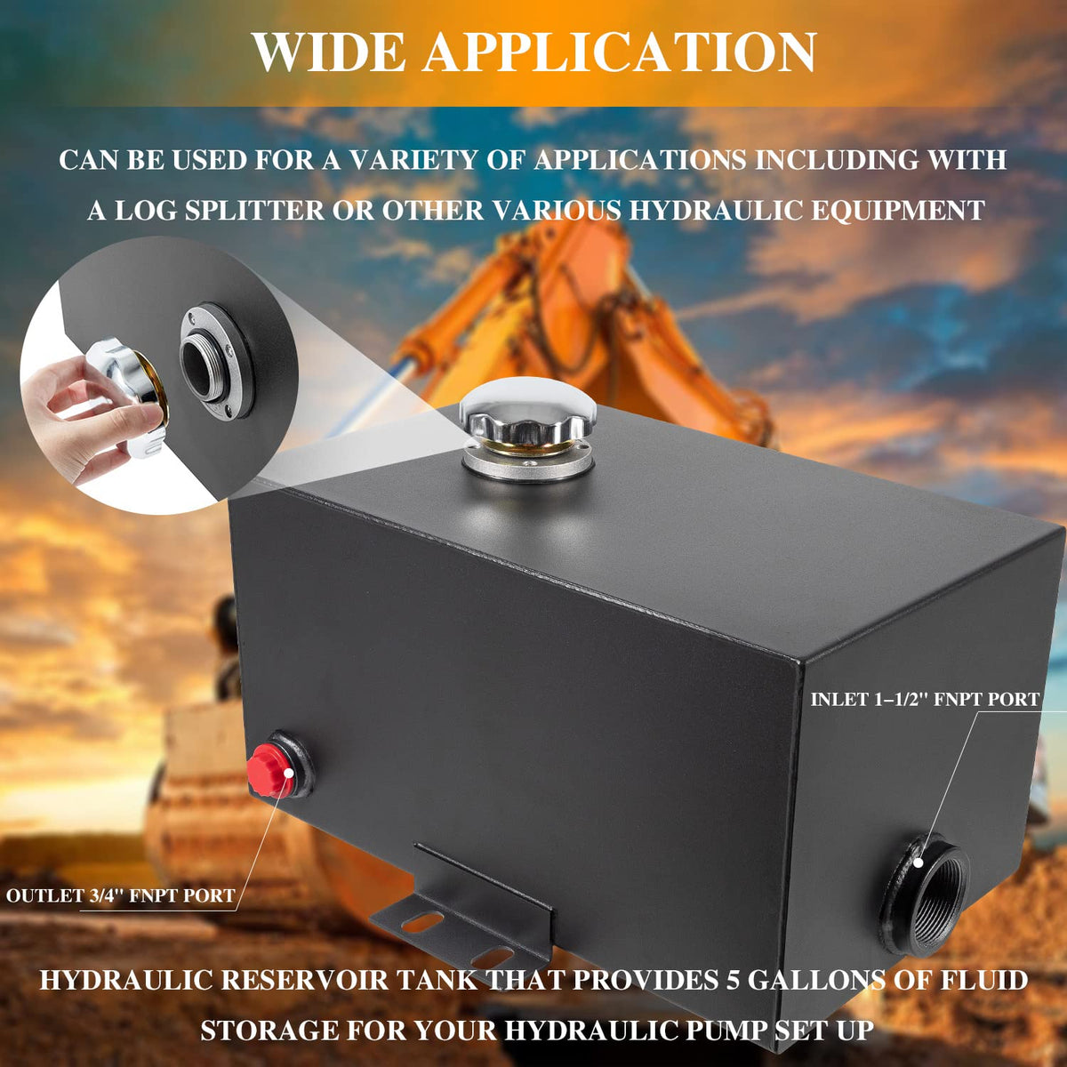 5 Gallon 14 Gauge Steel Hydraulic Fluid Reservoir Tank Y373015