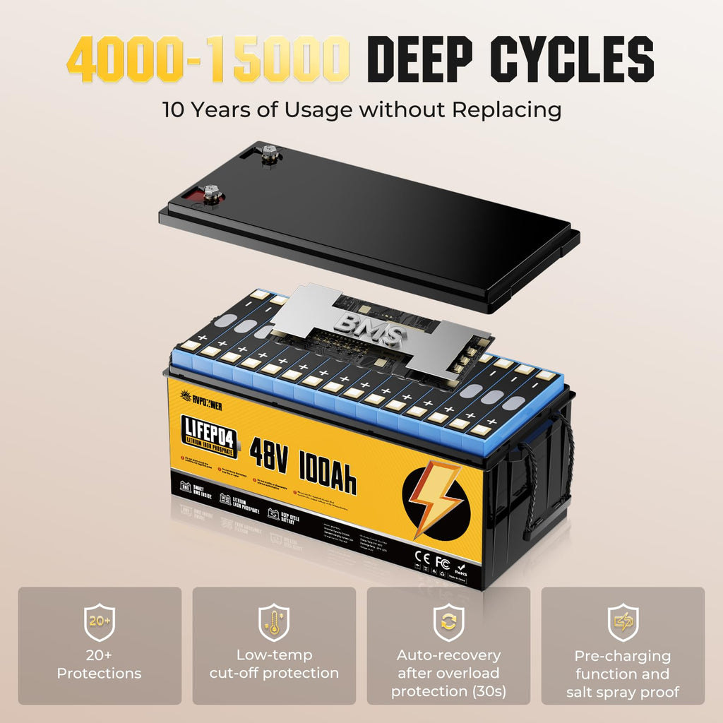 48V 100Ah LiFePO4 Battery with 100A BMS J99932