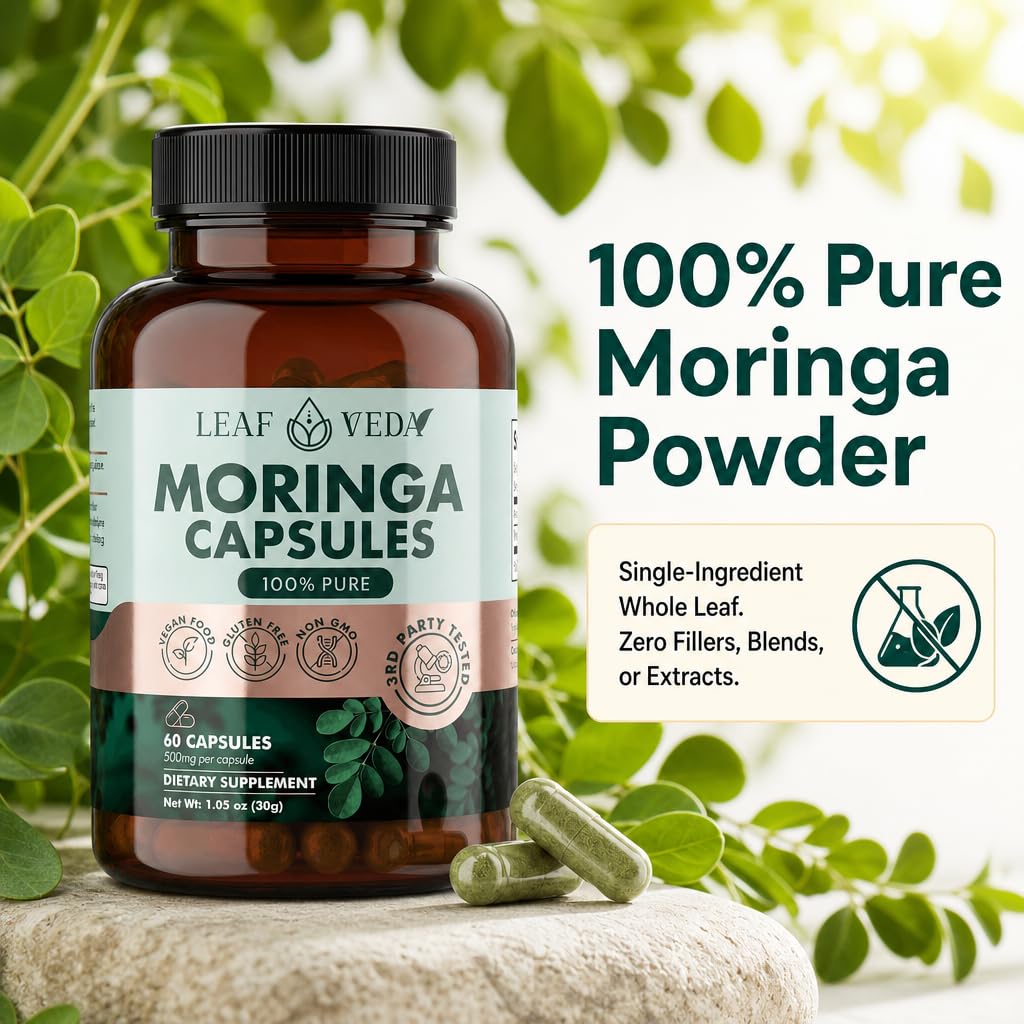 Moringa Capsules 1000mg Vegan Non-GMO 60 Count L3021