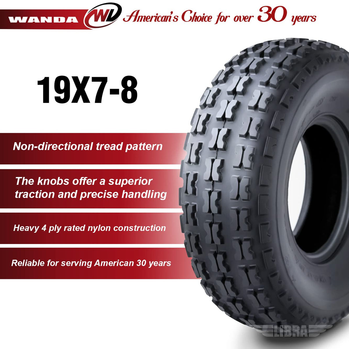2 New Sport ATV Tires 19x7-8 4PR F748871