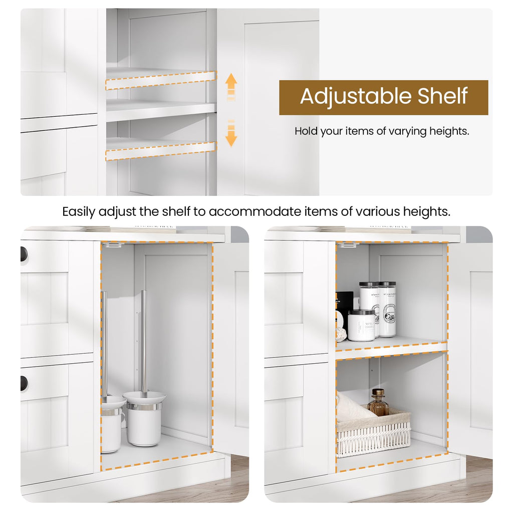 Bathroom Floor Storage Cabinet with 1 Door and 3 Drawers Y5455