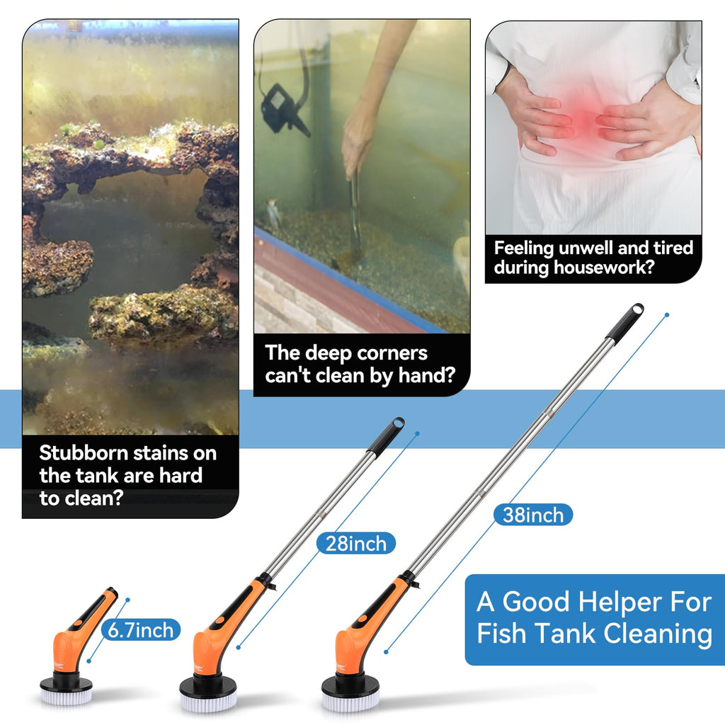 Electric Aquarium Cleaning Brushes with 6 Replaceable Brush Heads Q3862