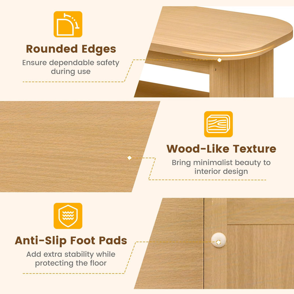 2-Tier Oval Coffee Table with Storage Shelf E2862