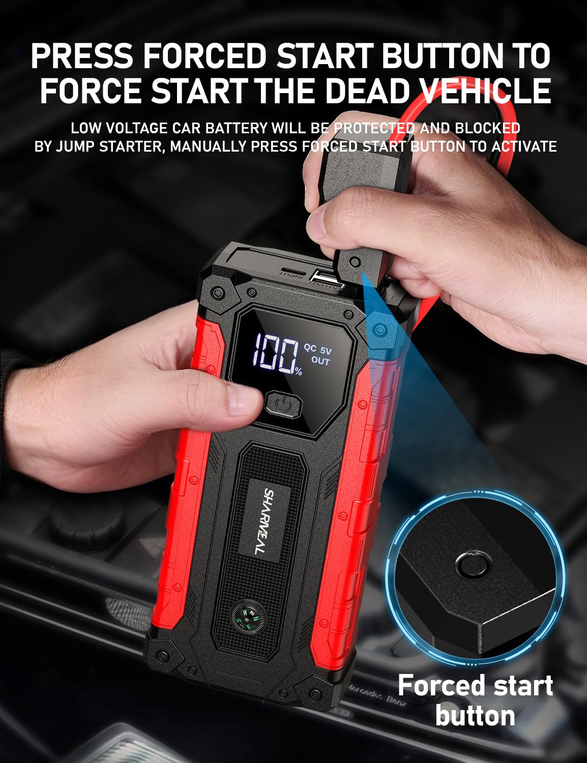 8000A 12V Portable Jump Starter with PD 30W Charger V698400