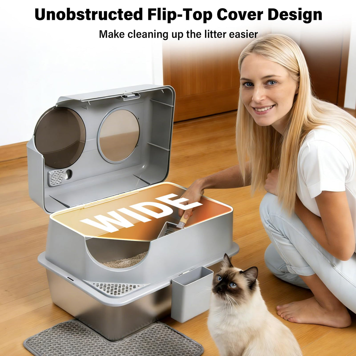 Stainless Steel Extra Large Enclosed Cat Litter Box T833007