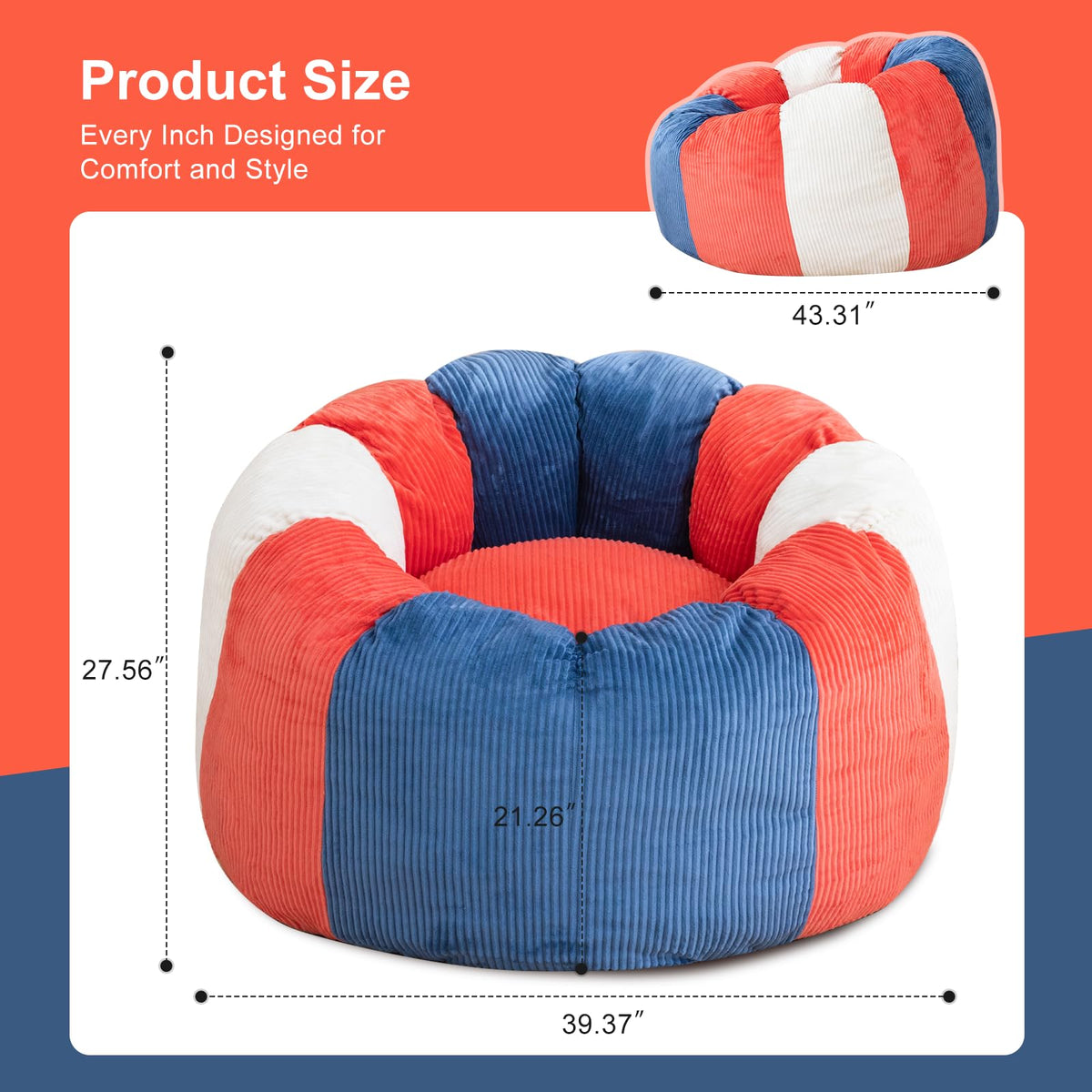 Shredded Foam Bean Bag Chair with Arms Q539733
