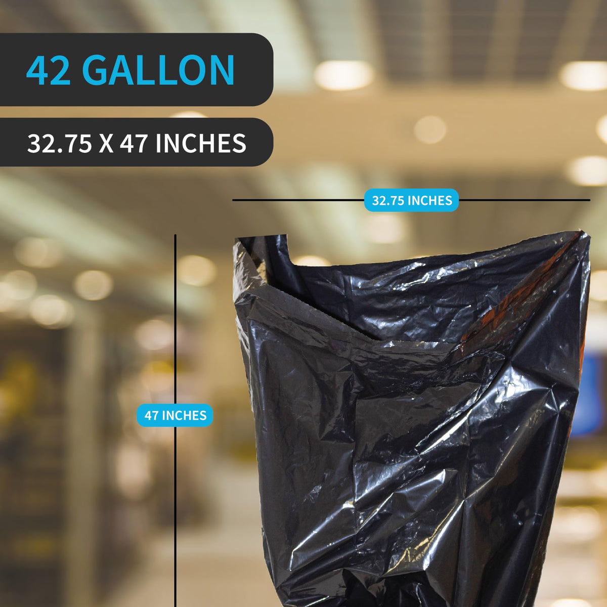 42 Gallon 3 MIL Black Heavy Duty Contractor Bags C436220