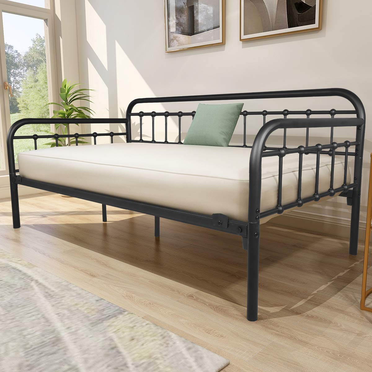 Metal Daybed Frame Twin Day Bed Black J37075