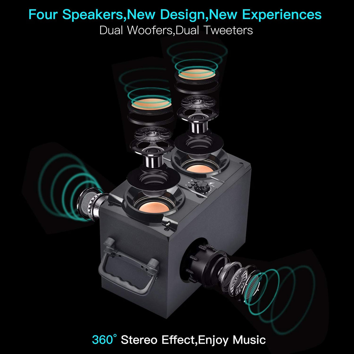Portable Bluetooth Speaker with Double Subwoofer Heavy Bass W608300
