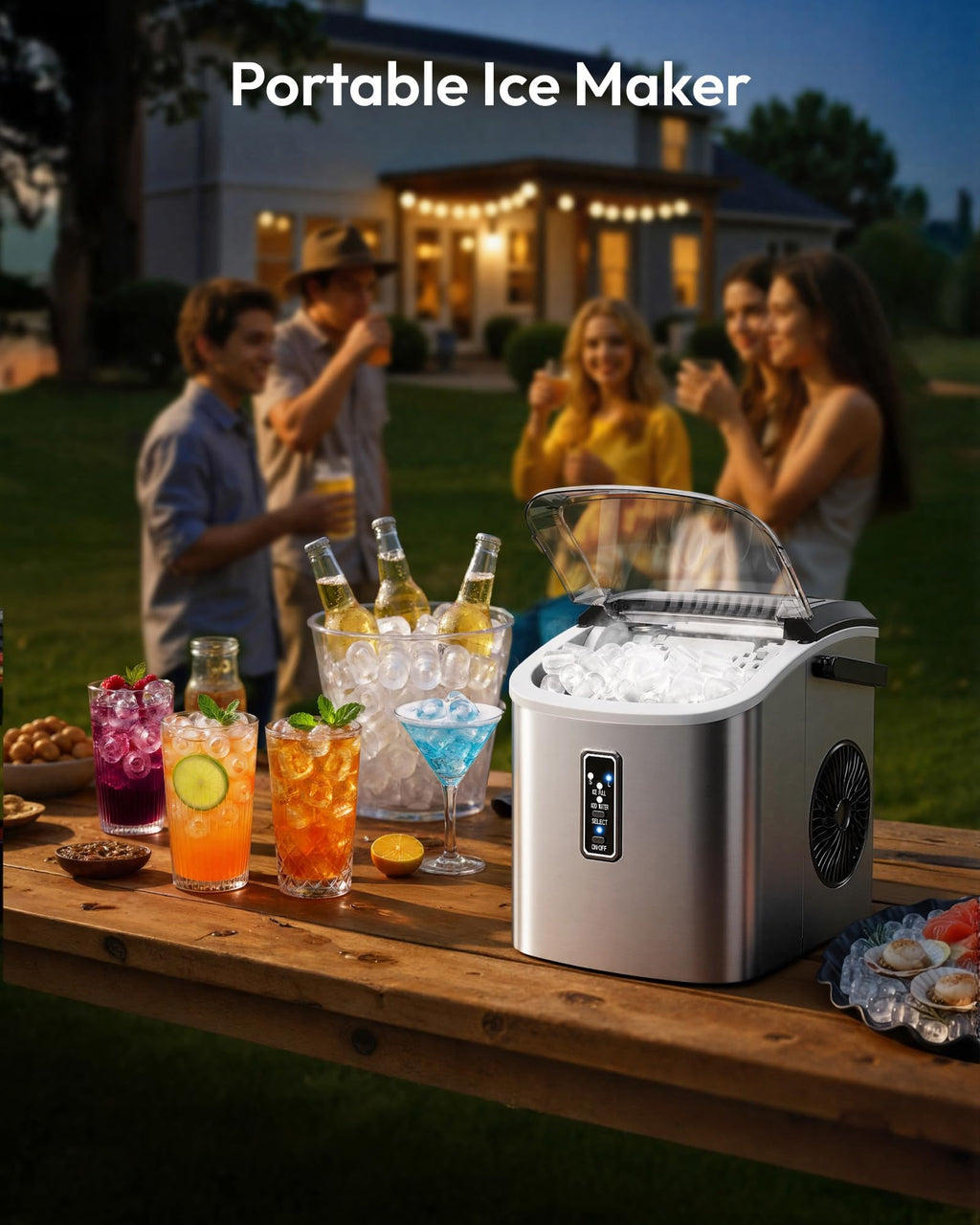 Portable Countertop Ice Maker with Carry Handle and Scoop Z211237