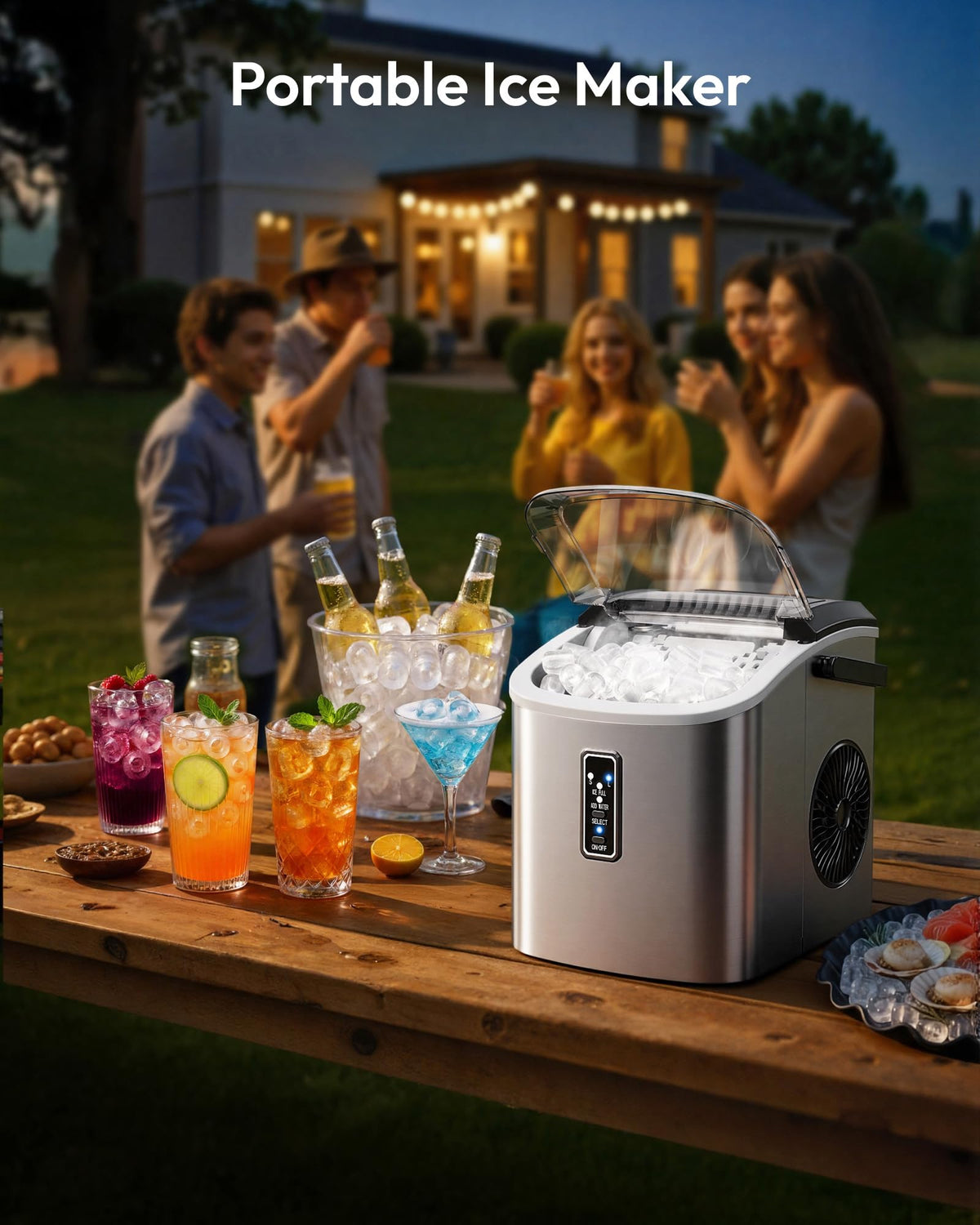 Portable Countertop Ice Maker with Carry Handle and Scoop Z211237