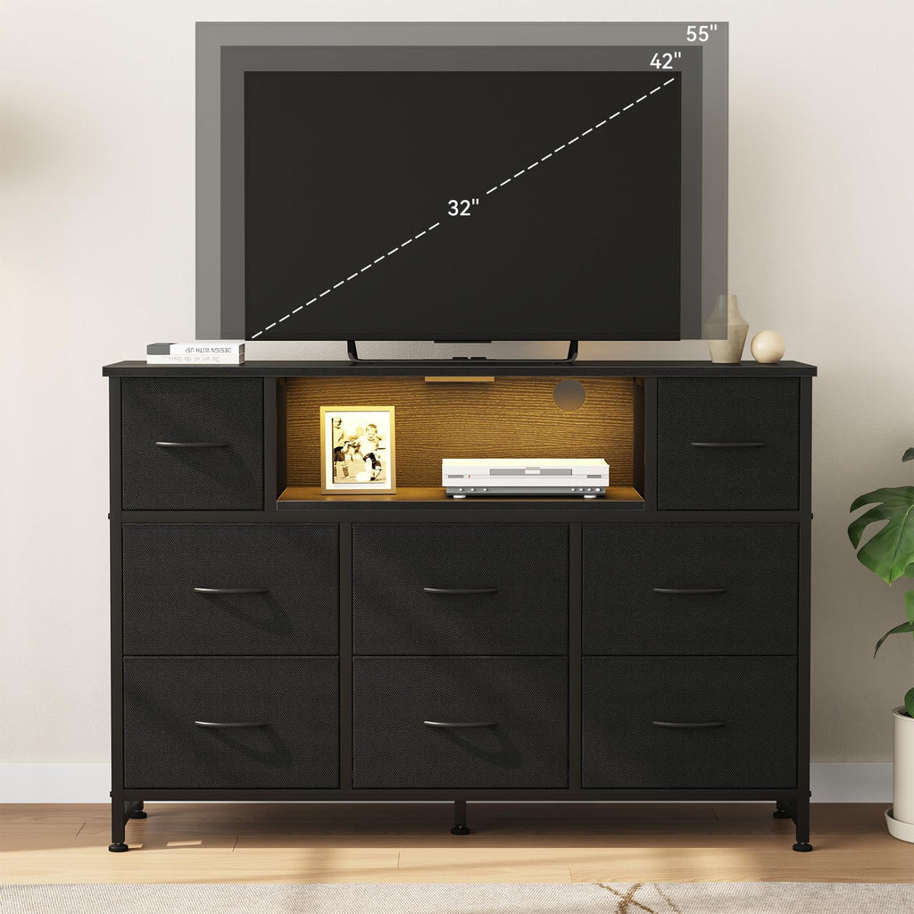 LED TV Stand Dresser with Charging Station A59678