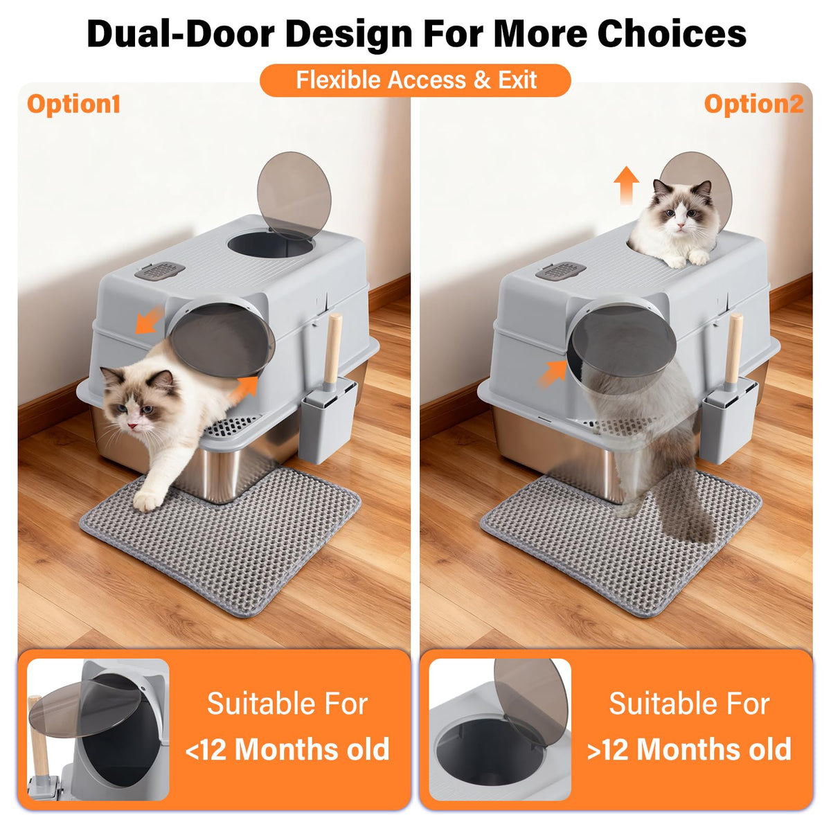 Stainless Steel Extra Large Enclosed Cat Litter Box T833007