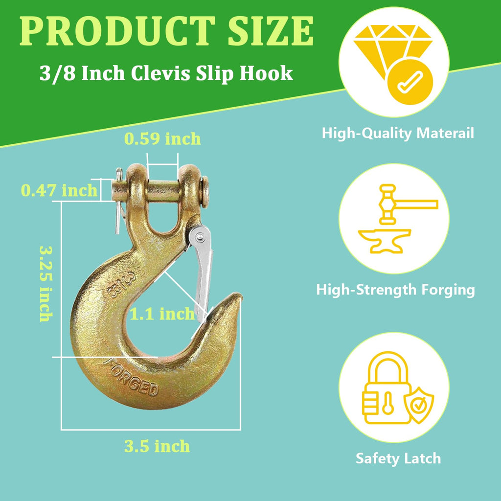 3/8" Clevis Slip Hook with Safety Latch D453