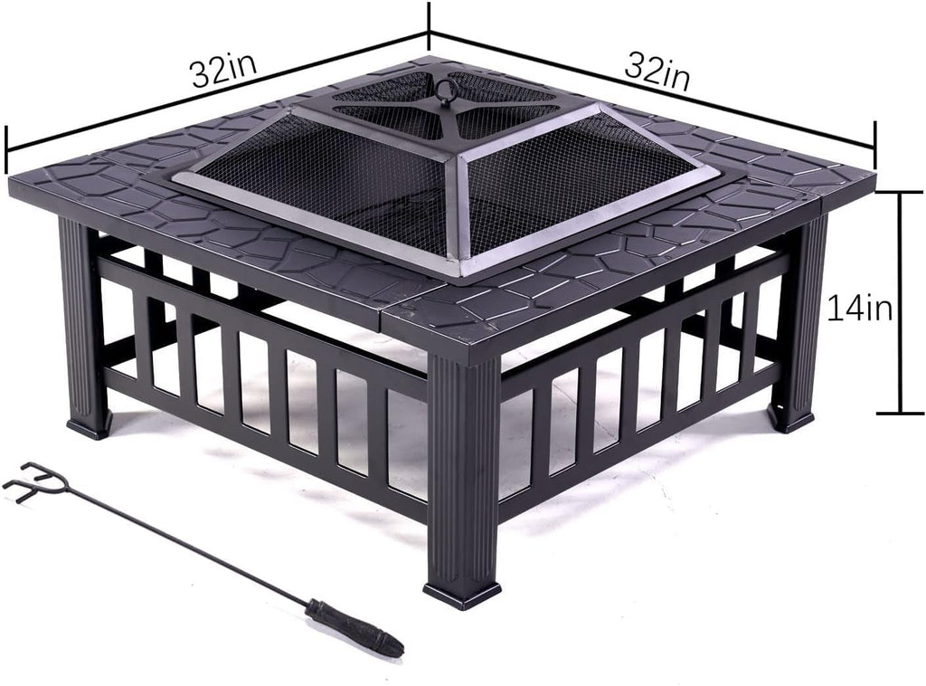 32'' Black Wood Burning Outdoor Fire Pit Z2708