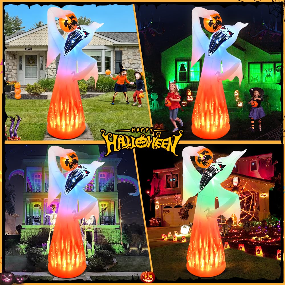 10 FT Halloween Inflatable Ghost with Pumpkin U949