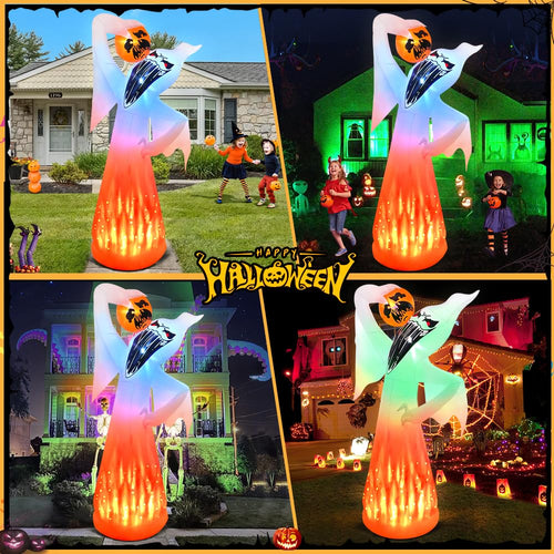 10 FT Halloween Inflatable Ghost with Pumpkin U949