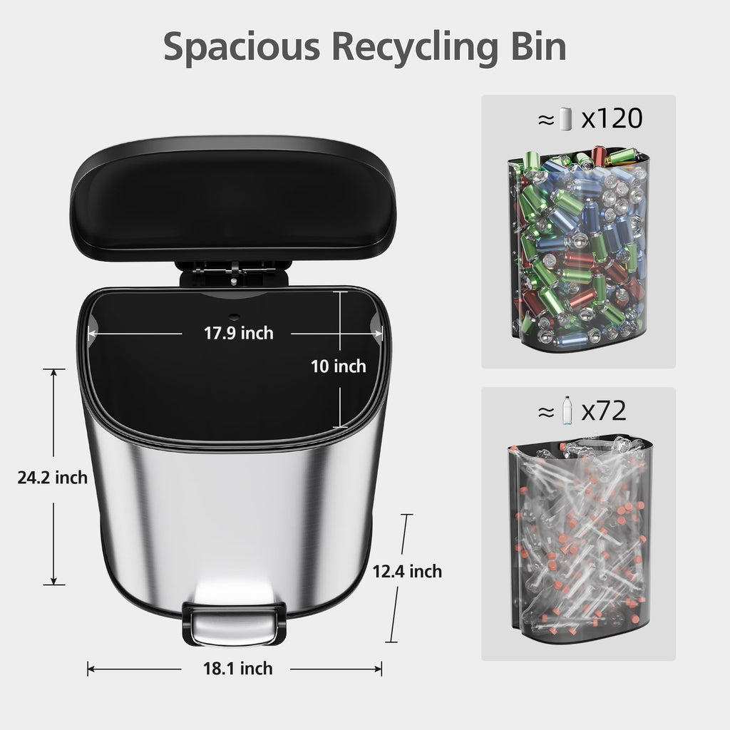 50L Stainless Steel Step-On Trash Can M767207