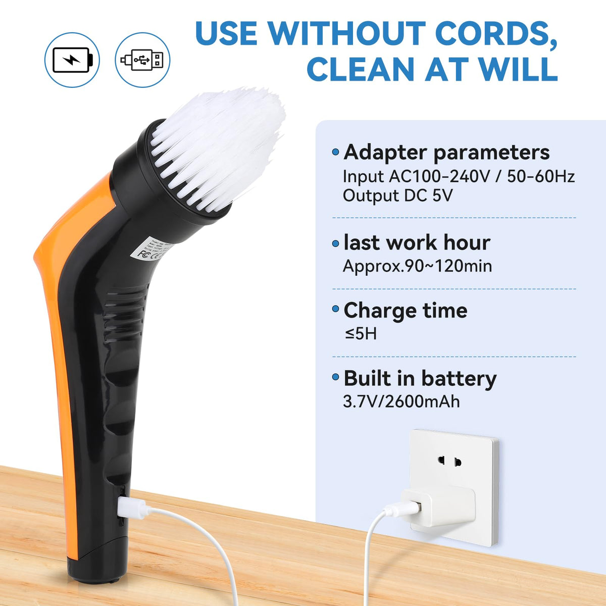 Electric Aquarium Cleaning Brushes with 6 Replaceable Brush Heads Q3862