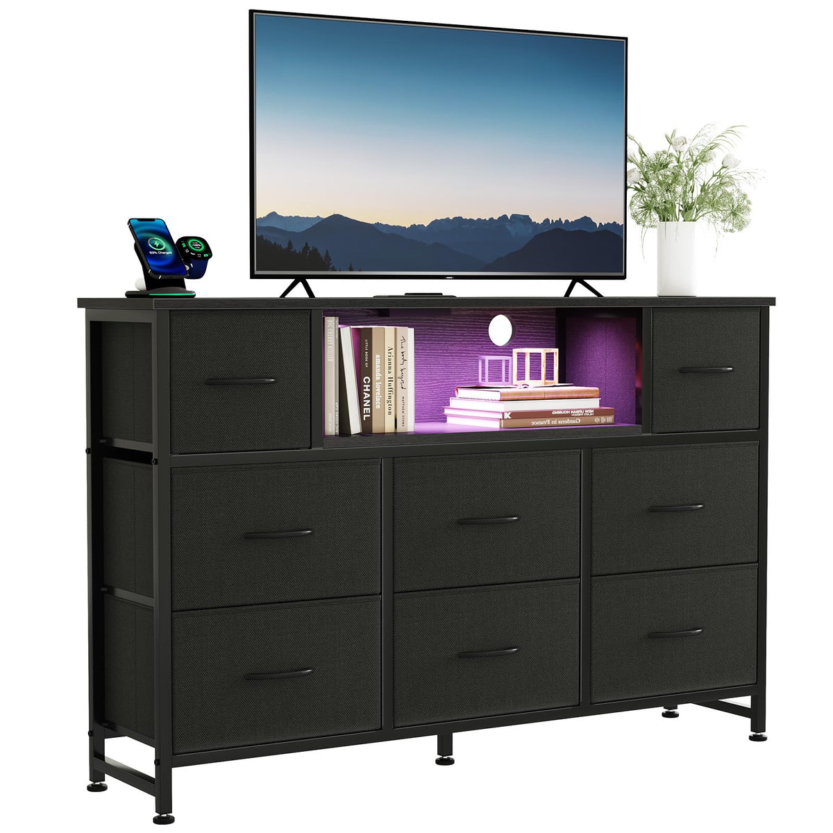 LED TV Stand Dresser with Charging Station A59678