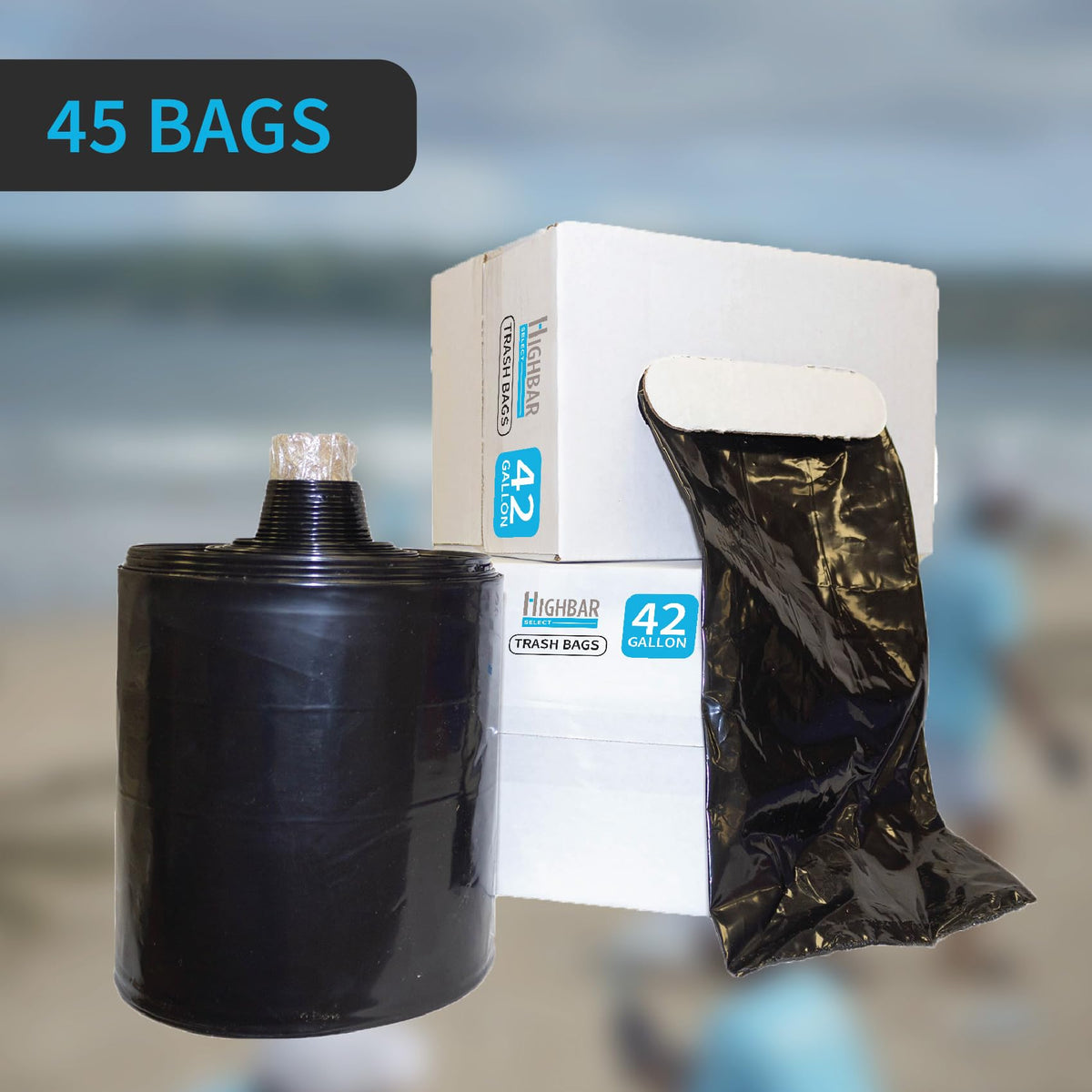 42 Gallon 3 MIL Black Heavy Duty Contractor Bags C436220