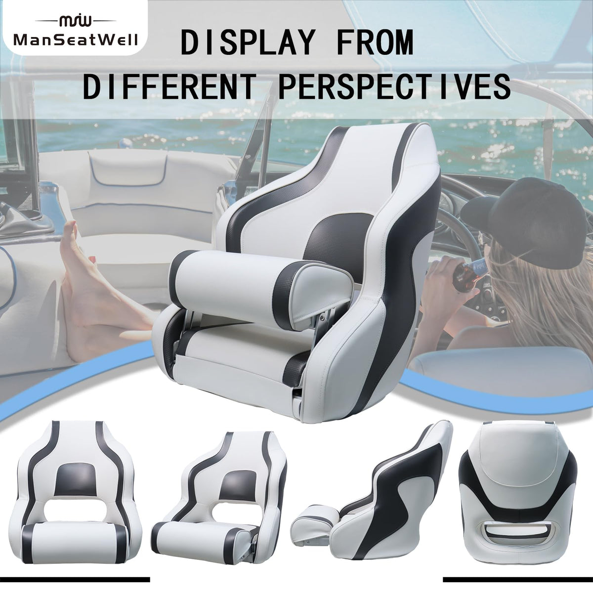 White Black Boat Seat M7222