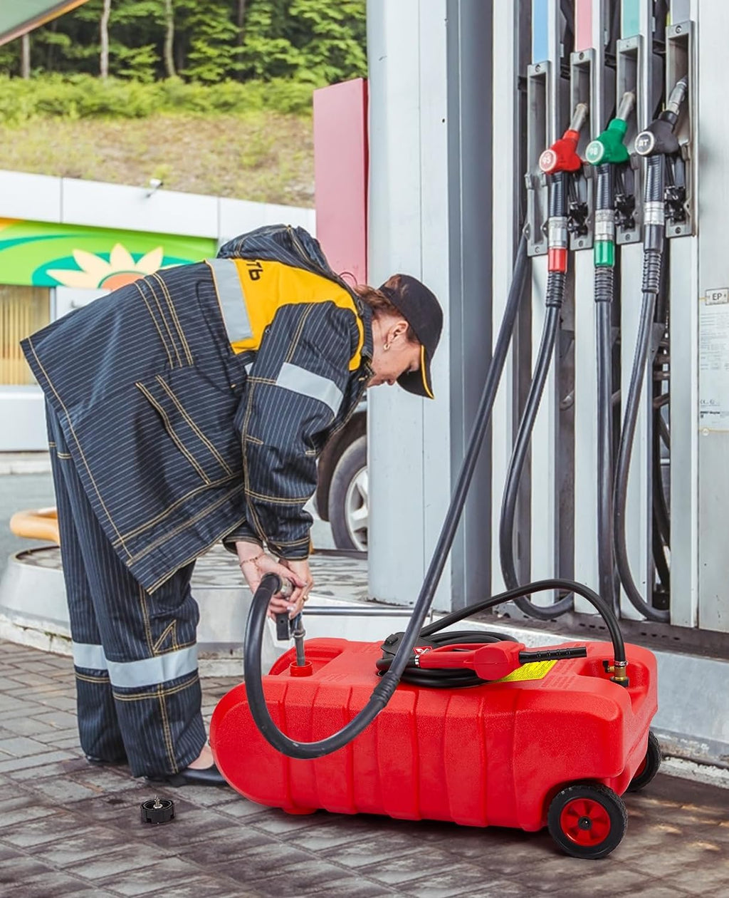 15 Gallon Portable Gas Caddy with Pump and 10FT Hose K29268