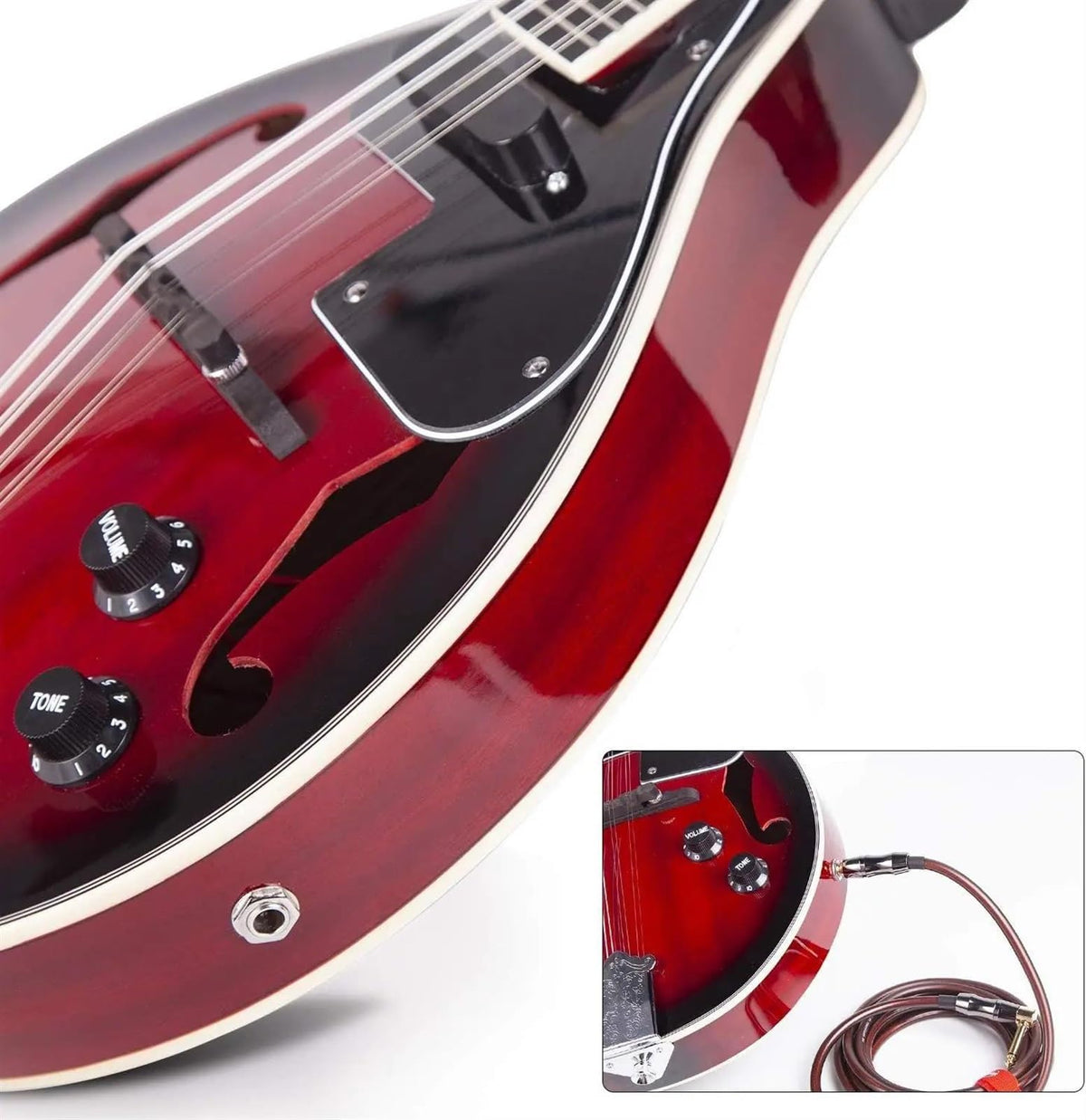 Red Sunburst Mahogany Wood Acoustic Electric Mandolin Y16999