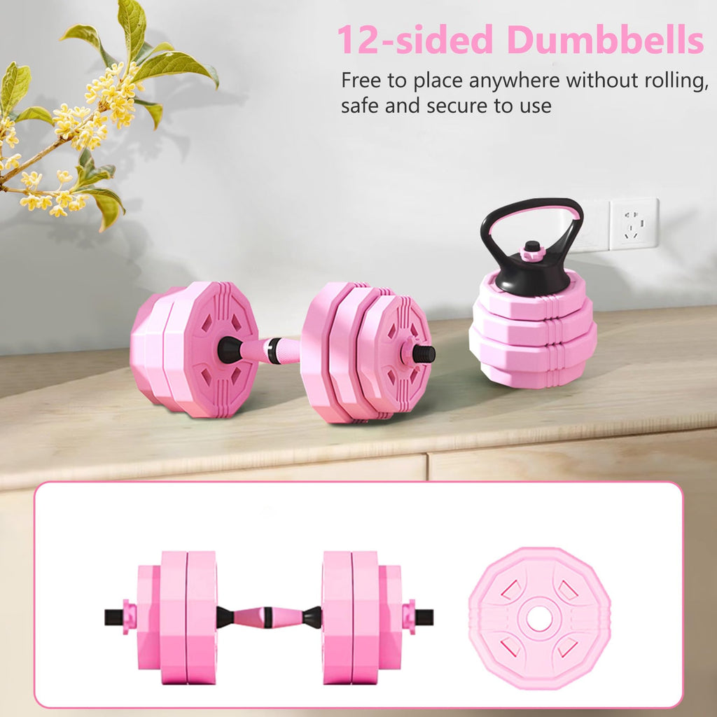 Adjustable Dumbbells Set 2 in 1 Free Weights Dumbbell Barbell Set H79536