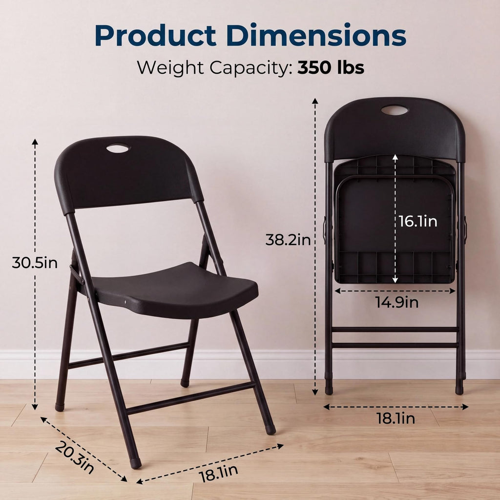 Black Plastic Folding Chairs 10 Pack H11324