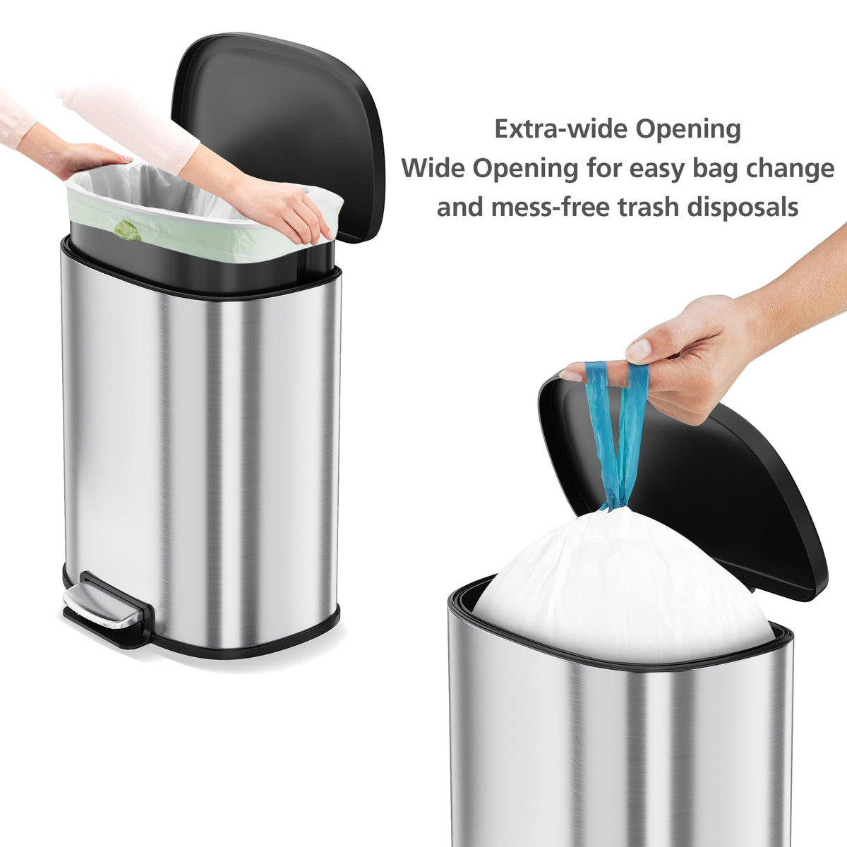 50L Stainless Steel Step-On Trash Can M767207