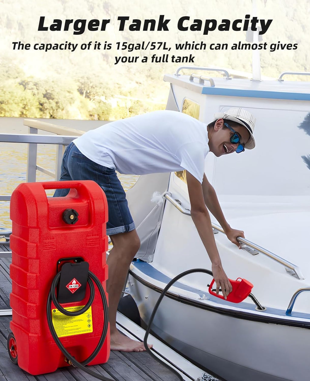 15 Gallon Portable Gas Caddy with Pump and 10FT Hose K29268