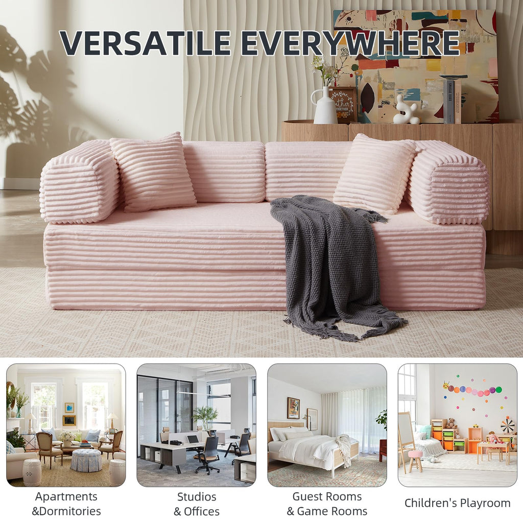 Pink 81 Inch Convertible Folding Sofa Bed K13912