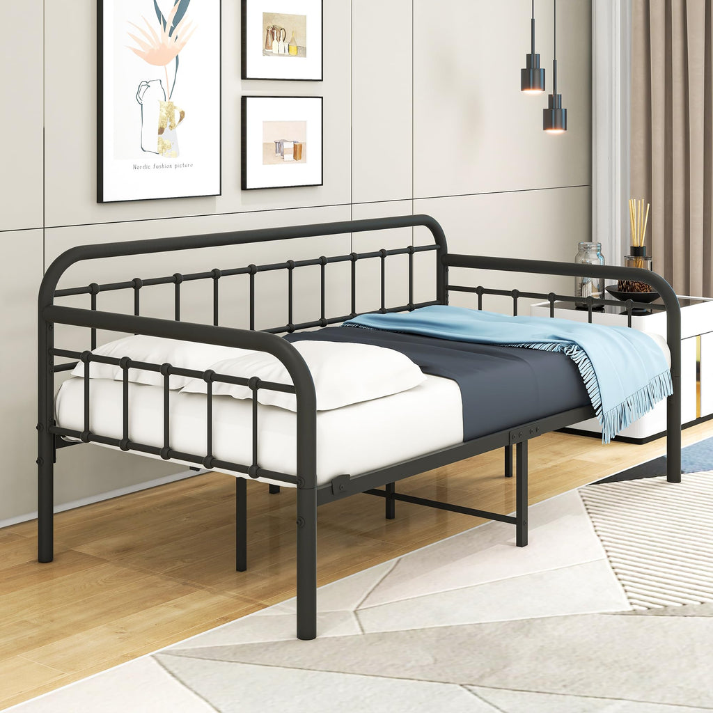 Metal Daybed Frame Twin Day Bed Black J37075