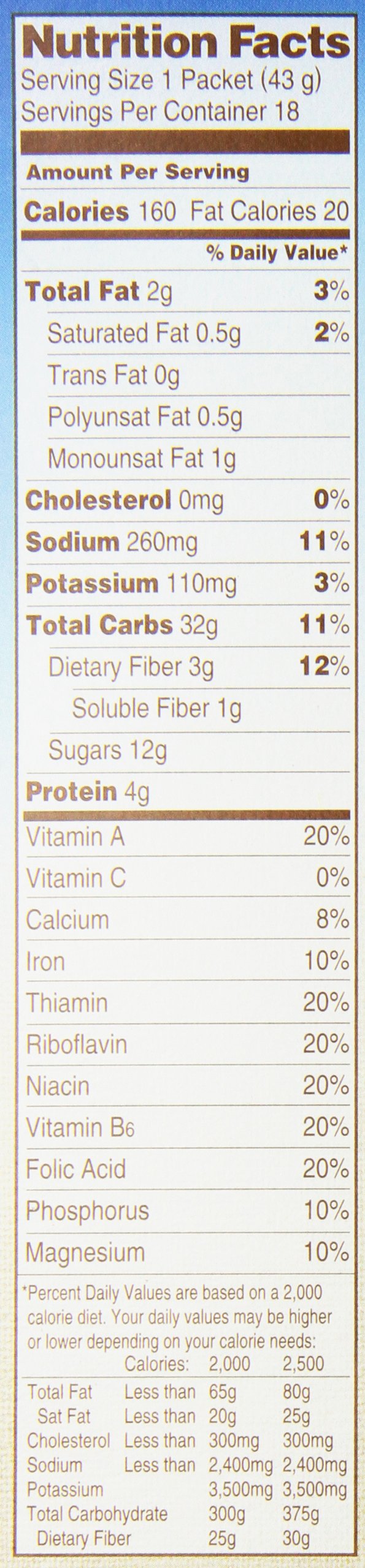 Instant Oatmeal Maple Brown Sugar 18 Count Pack of 4 H8170