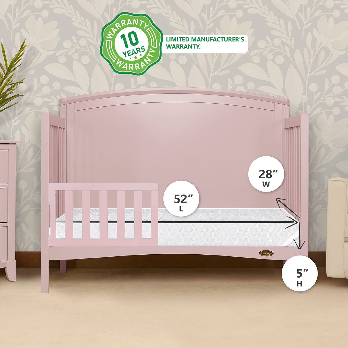 3 in 1 Convertible Toddler Bed and Firm Fiber Crib Mattress C13985
