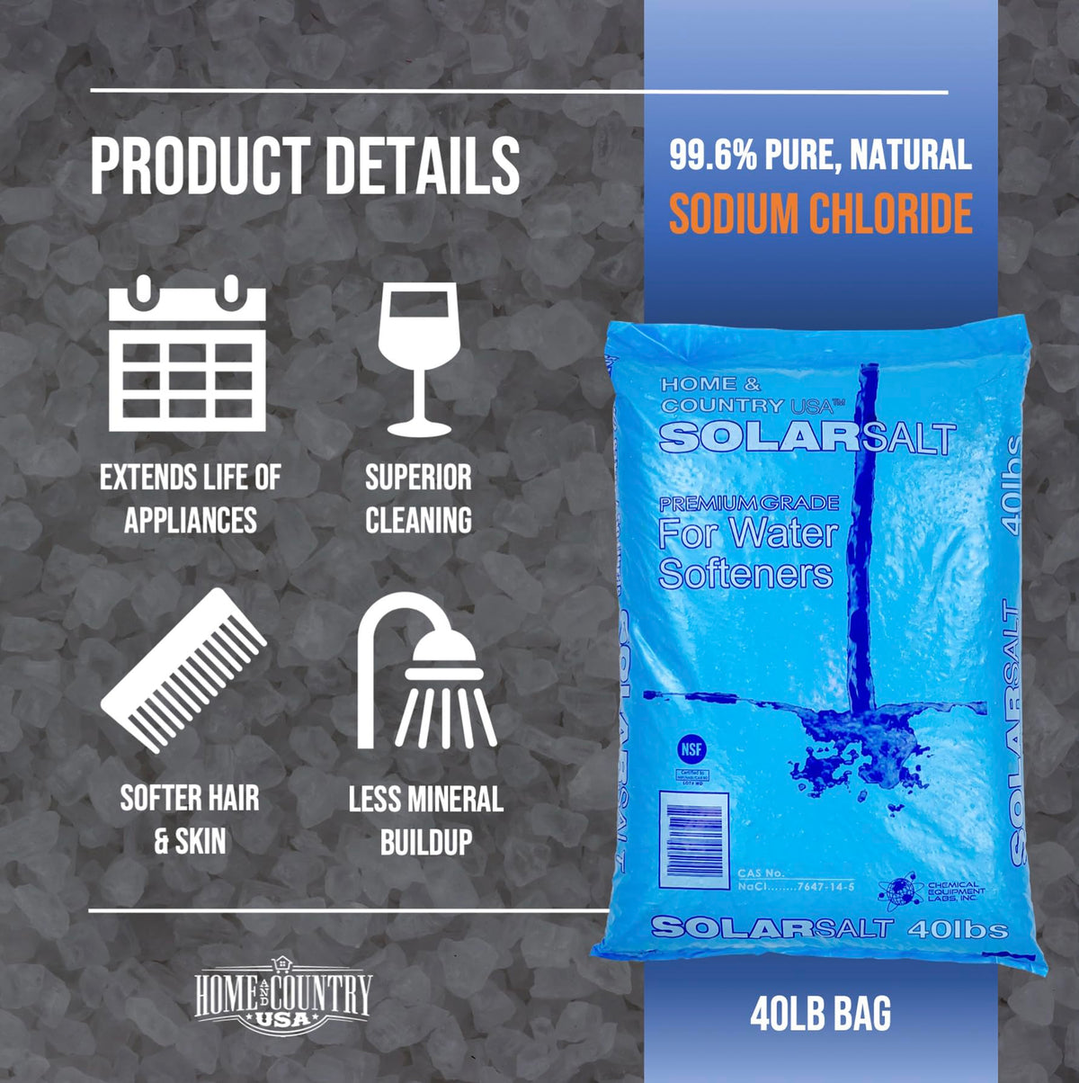 40 Pound Bag All Natural Solar Salt for Water Softener T2820
