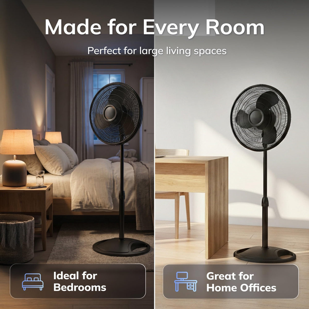 16" Oscillating Pedestal Fan with Adjustable Height and Tilt-Back Head, Black D8153