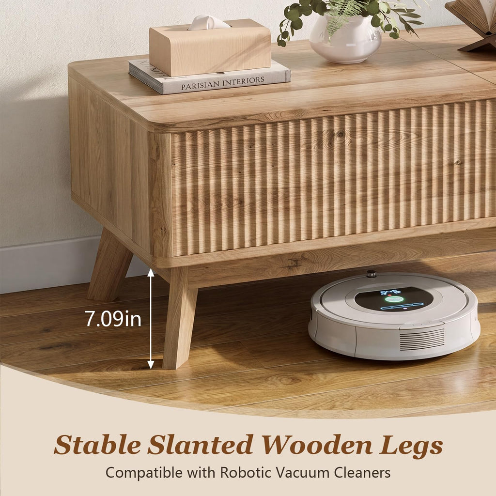 Lift Top Fluted Hidden Storage Coffee Table P310