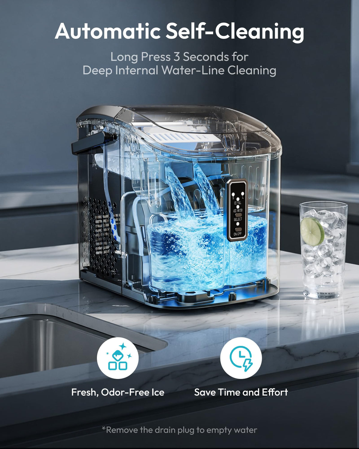 Portable Countertop Ice Maker with Carry Handle and Scoop Z211237