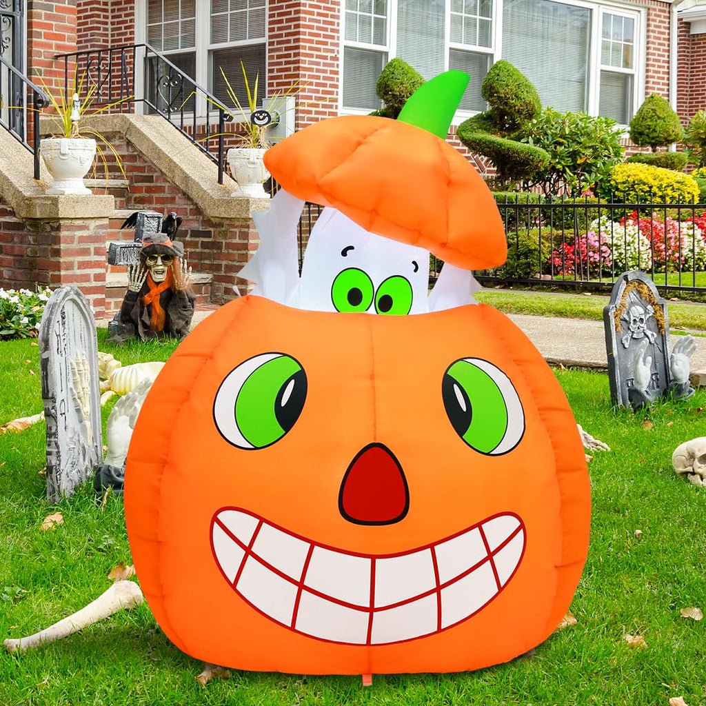 5 FT Animated Pumpkin Ghost Inflatable Outdoor Decoration R808366