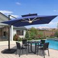 10x10 FT Cantilever Patio Umbrella with Base & LED P2420