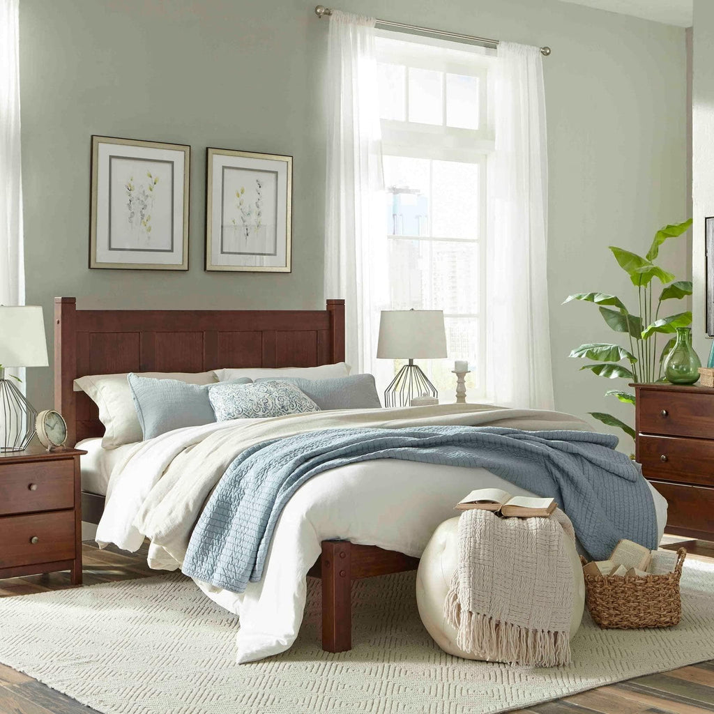 Solid Wood Platform Bed, Full Size, Cherry R278