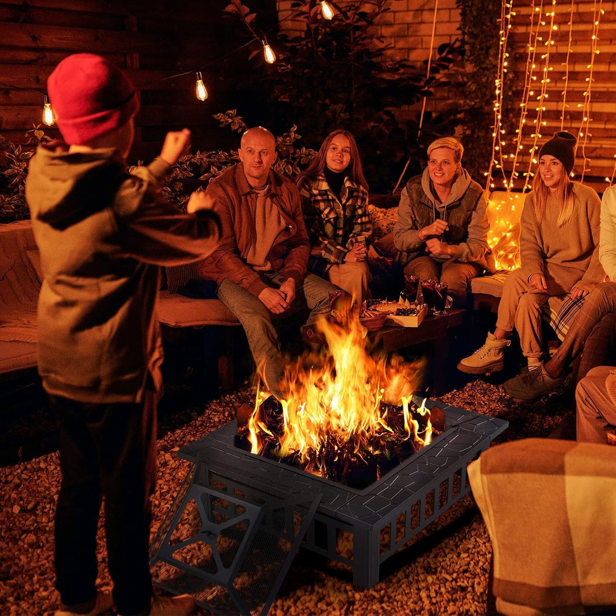 32'' Black Wood Burning Outdoor Fire Pit Z2708